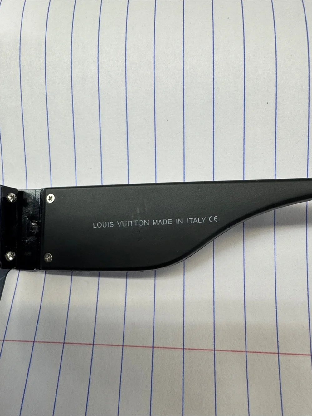 Louis Vuitton Black Shield Sunglass Visor with White Script